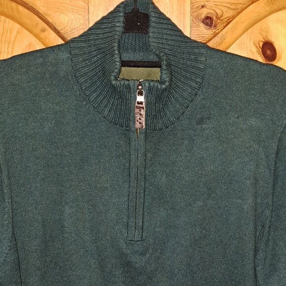 EDDIE BAUER 1/4 Zip Sweater, Hunter Green, Men's Size Large, Gently Worn - Picture 3 of 6